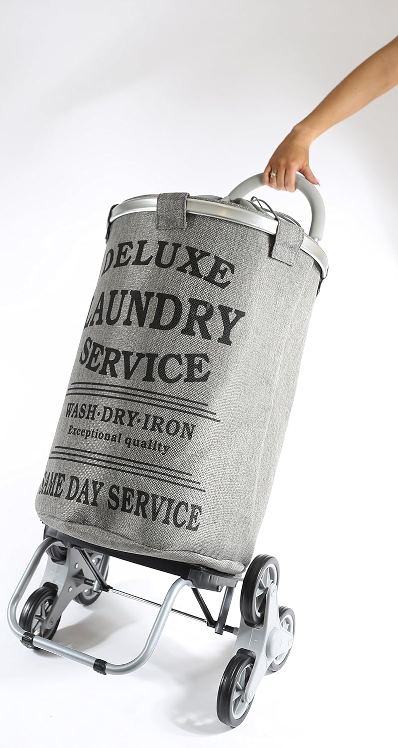 dbest products Stair Climber Laundry Trolley Dolly Beige Laundry Bag