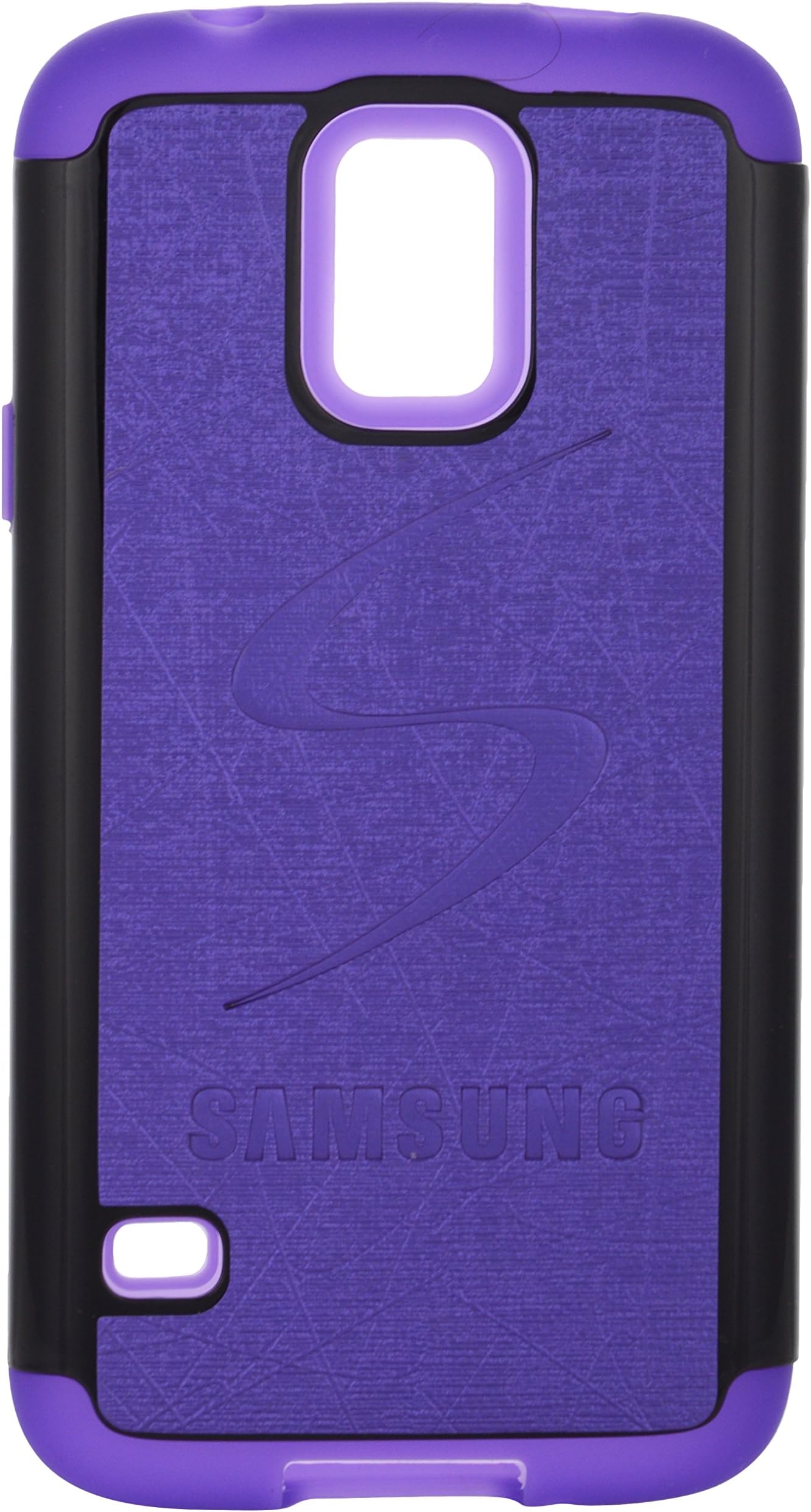 iCandy™ Leather Finish Hybrid Hard PC + Soft Rubber 2-in-1 Back Cover for Samsung Galaxy S5 S9600 - Purple