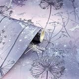 Arthouse Damselflies Purple Sparkling Wallpaper Encased Glitter Highlights view 3