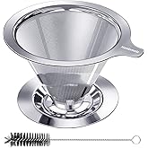 Hanlomele Pour Over Coffee Dripper, Paperless Reusable Coffee Filter, Pour Over Coffee Maker for Single Cup Brew, Double Mesh