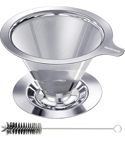 ATHIA Filtre à café réutilisable doré en acier inoxydable avec cône en maille gravée au laser, design sans papier respectueux de l'environnement, s'adapte à la plupart des tasses, carafes et ATHIA Filtre à café réutilisable doré en acier inoxydable avec cône en maille gravée au laser, design sans papier respectueux de l'environnement, s'adapte à la plupart des tasses, carafes et