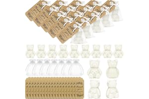 50 Sets Bear Soap Favors White Baby Shower Soap Favors with Thank You Cards and Packaging Bags for Boys Girls Kids Baby Showe