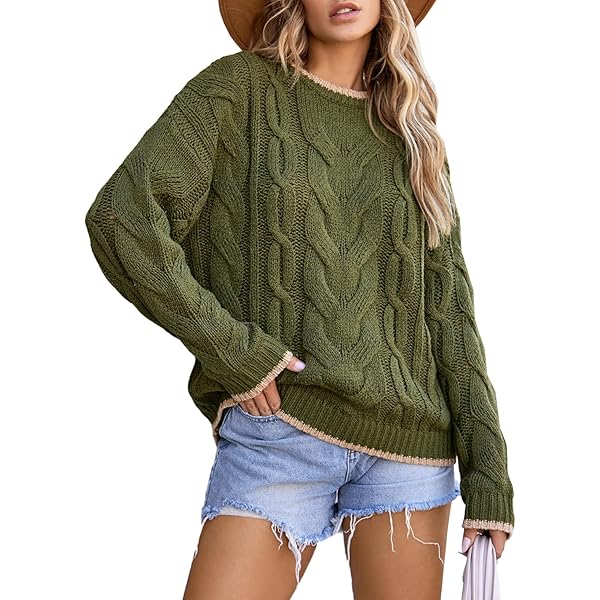 Saodimallsu Womens Color Block Sweater Striped Chunky Knit Cropped