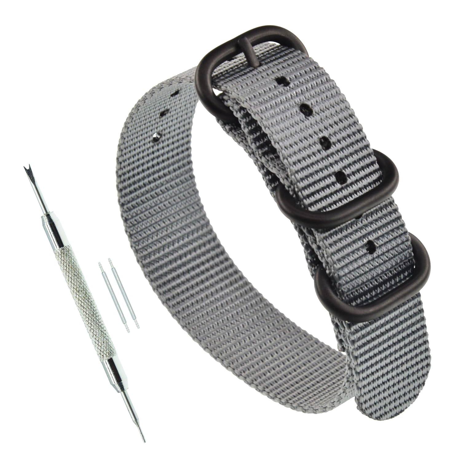 20mm Grey Men's OnePiece NATO Watch Bands Straps Replacement for Dive