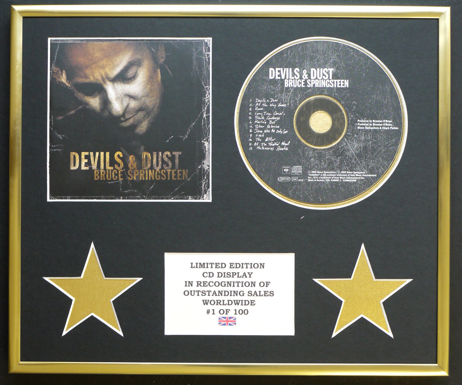BRUCE SPRINGSTEEN/CD DISPLAY/LIMITED EDITION/COA/DEVILS & DUST