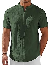 COOFANDY Men's Henley Neck Shirt Short Sleeve Solid
