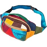 Freakmandu Eco-Friendly Boho Hippie Style Hemp Fanny Pack White Hip Waist Bag for Hiking Running Jogging