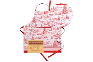 Maison d' Hermine 100% Cotton Apron for women with Pocket Kitchen Chef Fall Apron for Men Cooking Gardening Server Waitress Maid (Winter Jouy)