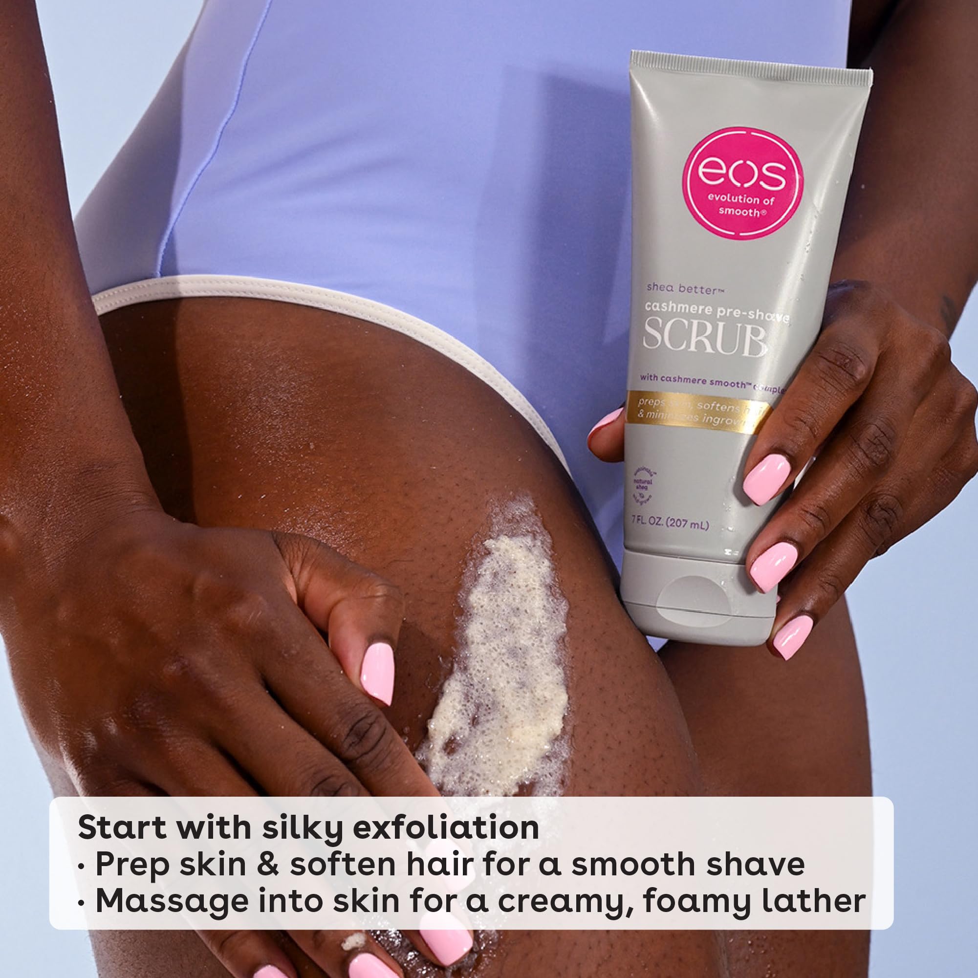 eos Cashmere Skin Collection Pre-Shave Scrub- Vanilla Cashmere Scented, Exfoliating Body Scrub, 7 fl oz