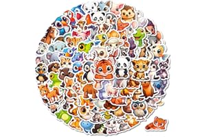 100PCS Cute Cartoon Animal Stickers - Vibrant, Big-Eyed Pets for Laptops, Cars, Skateboards | Reusable, Self-Adhesive, Irregu