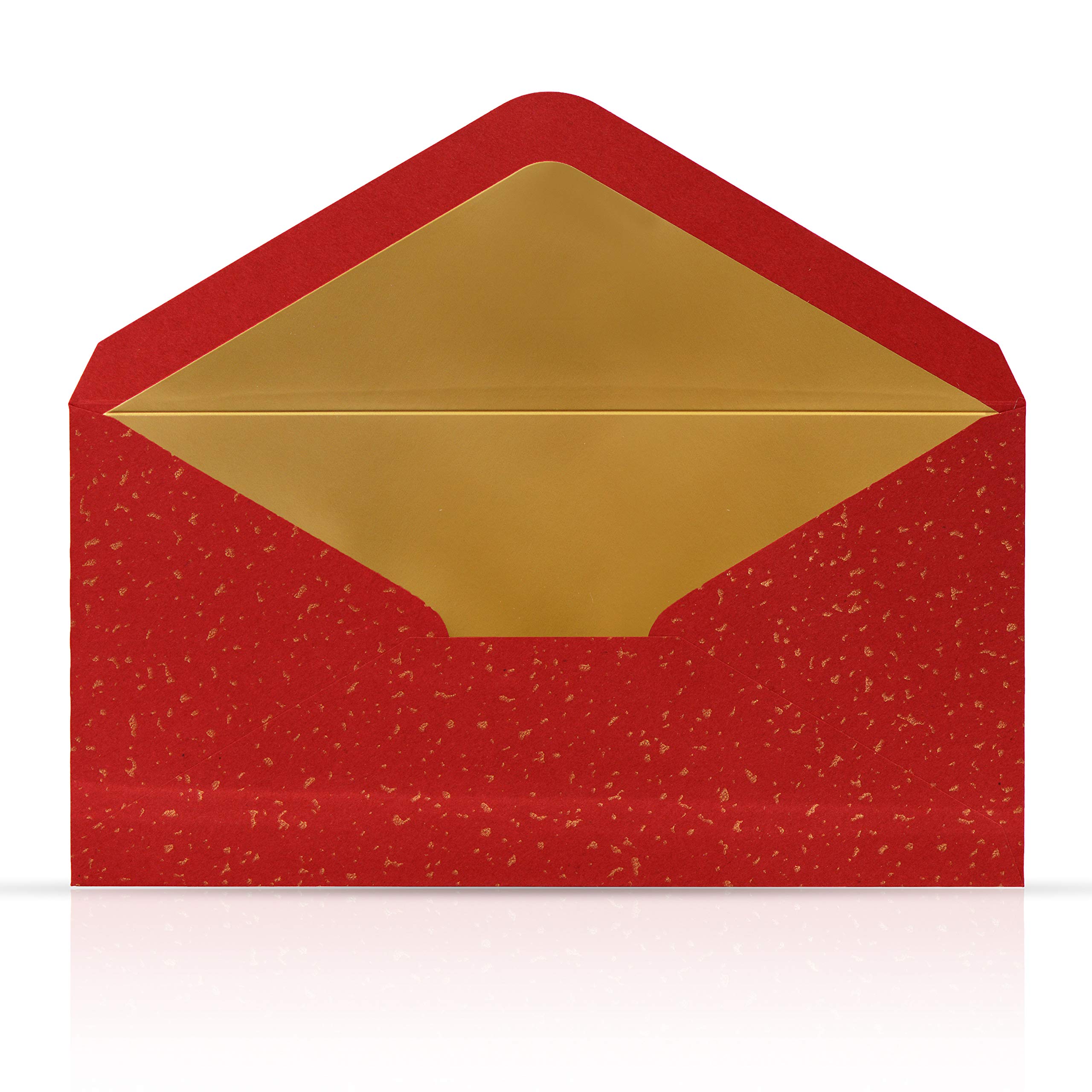 10 envelopes red with Gold Metallic Lining 110 x 220 mm for Greeting Cards Christmas Card vouchers Invitation