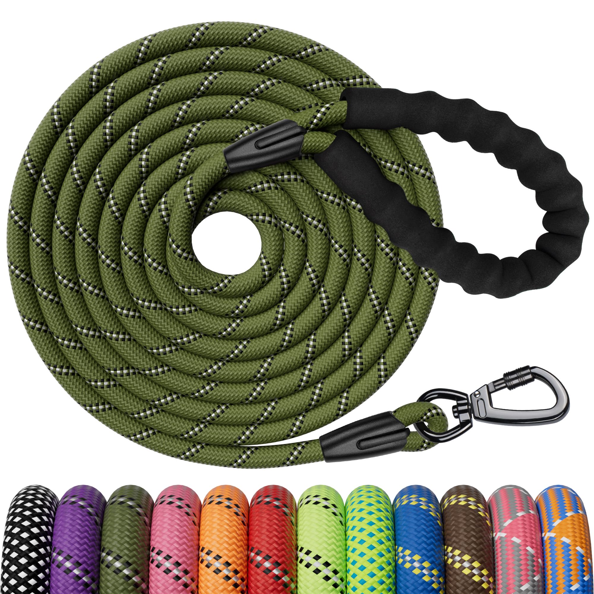 Kdsvakd Training Lead For Dogs, 3m / 10ft Long Rope Dog Lead with carabiner clip and padded handle, Recall Durable Lead Duty Check Cord For Puppy, Small, Medium, Large Dog — image 1