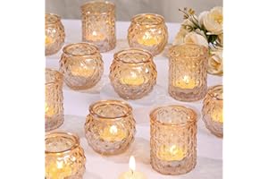 DARJEN Gold Votive Candle Holders Set of 24- Gold Candle Holders Bulk for Table Centerpiece, Tea Lights Candle Holder Glass for Wedding Shower, Home & Party Decor