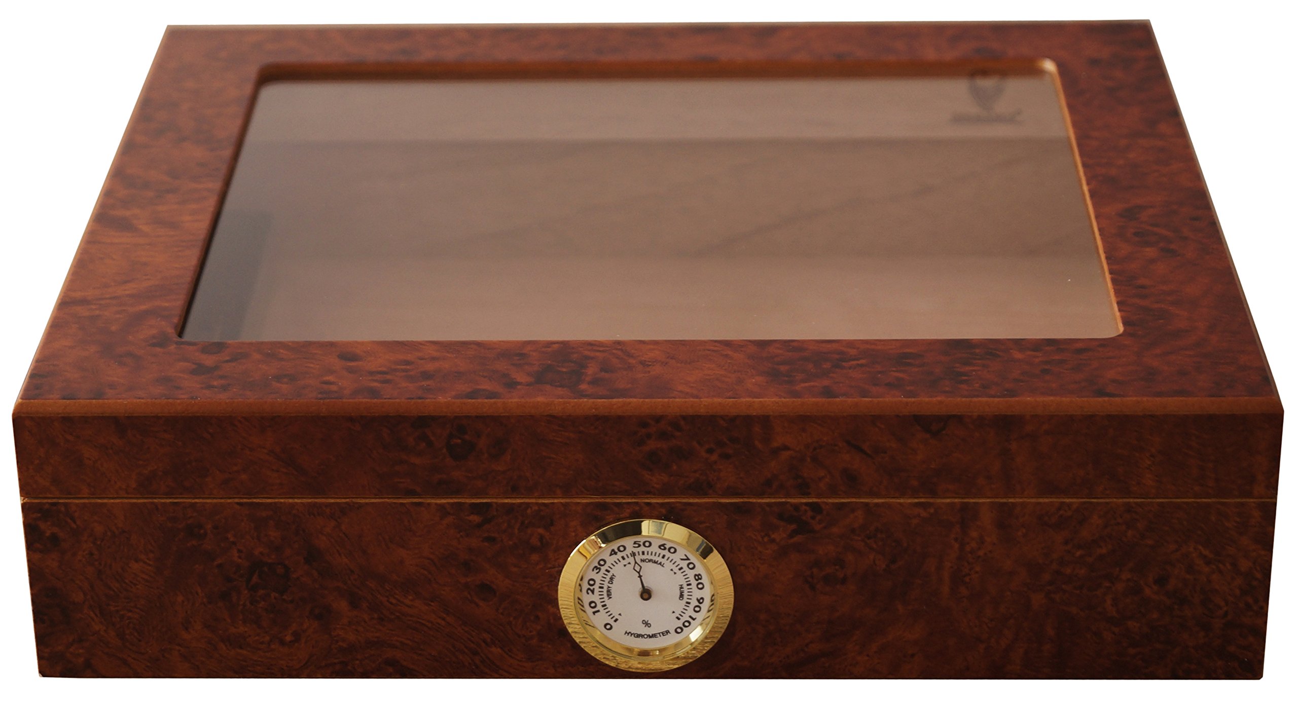 GERMANUS Cigar Humidor for approx. 30 Cigars, Brown, with Hygrometer and Humidifier and GERMANUS Manual