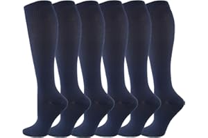 IMAGERIO 6 Pairs Compression Socks for Women and Men Circulation, 20-30 mmhg Support for Athletic Running, Cycling, Hiking, Recovery