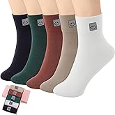 HUGSWEET Soft Comfy Cotton Breathable Socks for Women above Ankle Mini Crew Bootie Socks Gifts for Women 5-10 Pairs