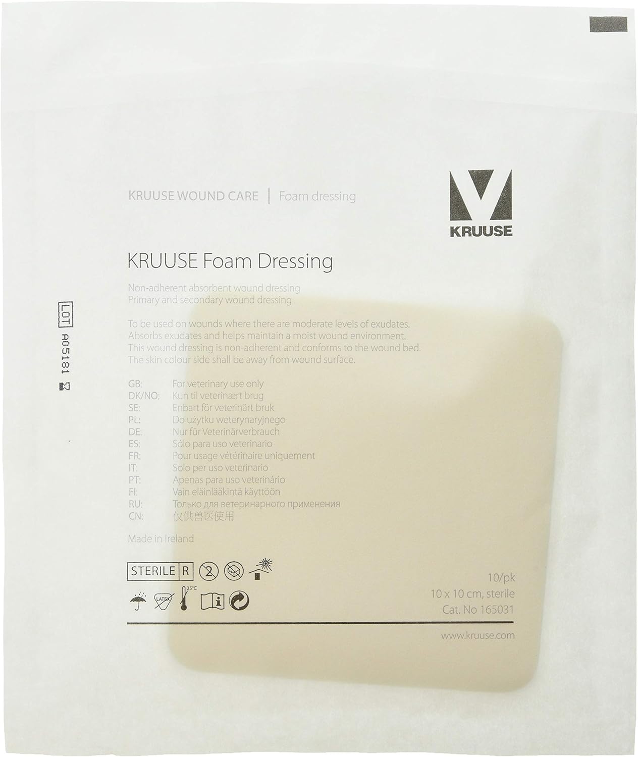 Kruuse Sterile Foam Dressing, 10 x 10 cm, 10Piece BigaMart
