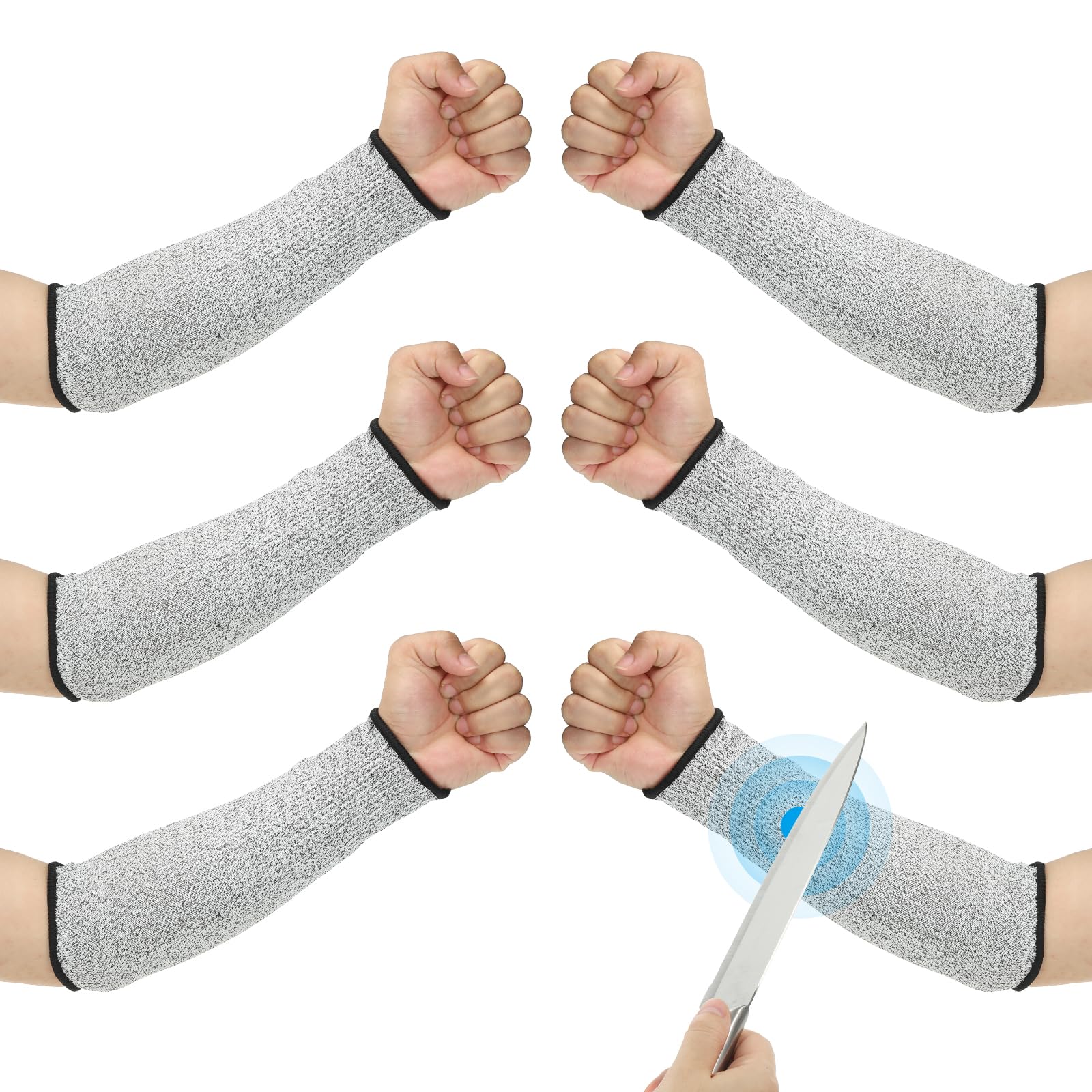 PATIKIL 10 Inch Cut Resistant Sleeve, 3 Pairs Arm Safety Protectors Sleeves Forearm Sleeve HPPE Level 5 Protection for Thin Skin and Bruising, XS, Gray