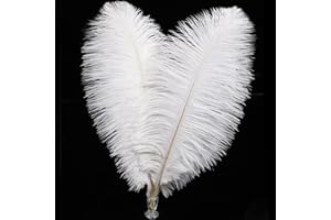 Soarer White Ostrich Feathers Bulk - 30pcs 8-10 inches for Wedding Party Centerpieces, Home Decorations and DIY Crafts (White)