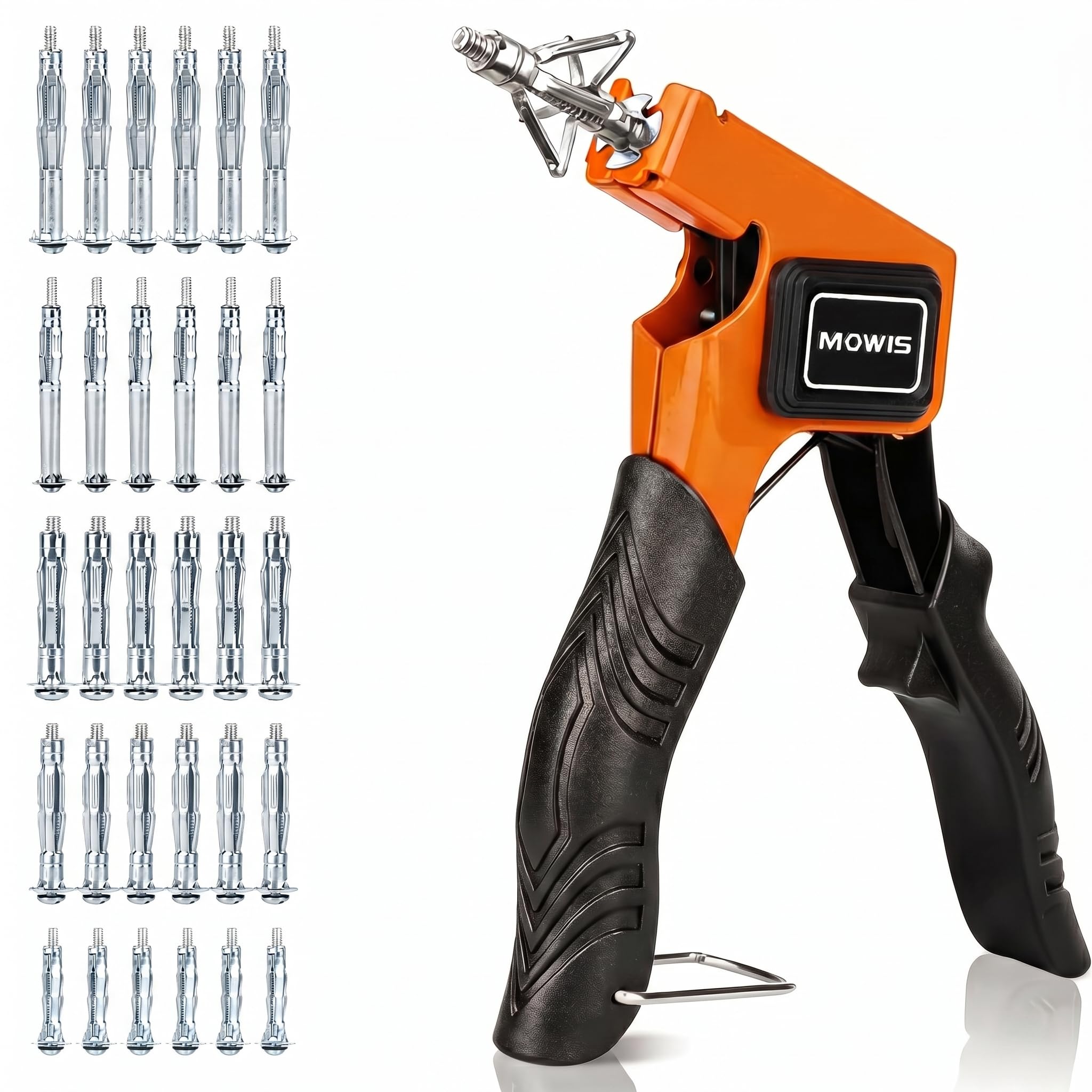 MOWIS Hollow Wall Anchors Setting Tool Kit, 30pcs Molly Bolts, Metal Plasterboard Cavity Wall Fixings Anchors Plugs, Heavy Duty Hollow Wall Anchor Screw Mounting Plier Set