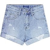 KIDSCOOL SPACE Girls Slim-fit Denim Shorts,Ripped Simple Design Summer Half Jeans Pants