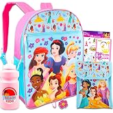 Disney Princess Backpack and Lunchbox Set for Girls School Bundle + More | 16" Durable Princess Bookbag w/ Soft Lunchbox, Water Bottle, Keychain, Stickers, More - Disney Princess School Supplies