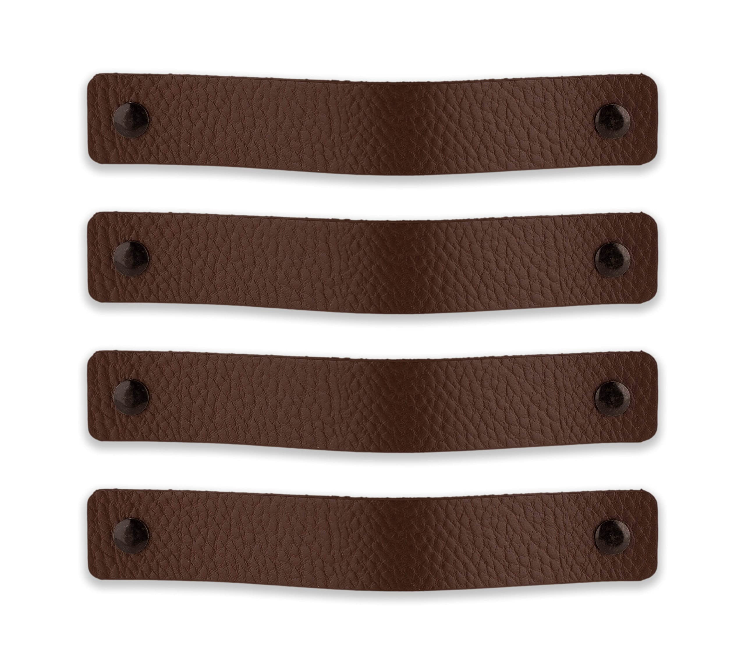 Brute Strength - Leather Handles for Furniture - Brown - 4 pcs - 20 x 2,5 cm - Cabinet Handle, Door Handle for Kitchen, Bathroom, cabinets, Dresser, Wood — image 1