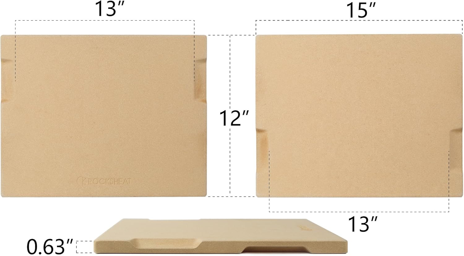 ROCKSHEAT Pizza Stone 12" x 15" Rectangular Baking & Grilling Stone, Perfect for Oven, BBQ and Grill. Innovative Double - Faced Built - in 4 Handles Design : Garden & Outdoor