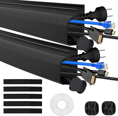 Amazon Co Jp 配線カバー 配線モール ｊ型 電線ケーブルカバー ケーブルモール 配線隠し ケーブルプロテクター コードプロテクター Pvc材質 超大容量 超強粘着テープ付き 40cm 2本 テーブル コンピュータ オフィス 壁 テレビなどに 配線整理用 全長80cm 産業 研究開発用品