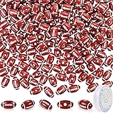 CCOZN 200 Pcs Football Beads for DIY Jewelry Making, Tiny Acrylic Rugby Beads for Bracelets Keychains Necklaces Crafting with Box