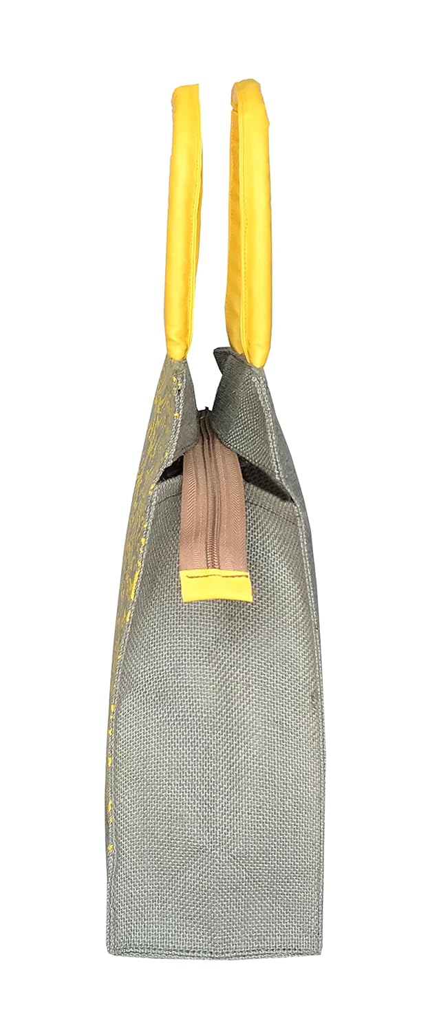 foonty daily use women jute lunch bag(grey,5030)