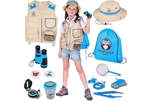 PATHFINDER PANDAS Kids Explorer Kit with Safari Vest & Hat for 3-7 Year Old Boys & Girls - Safari Costume Kids, Zoo Keeper, Paleontologist, Bug Kit & More - Explorer Kit for Kids Outside Toys STEM Gift + Bug Ebook