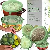 Reusable Silicone Stretch Lids for Food Storage in Fridge - Elastic Heat-Resistant Bowl Covers, Cups, Cans, Jars - Universal 