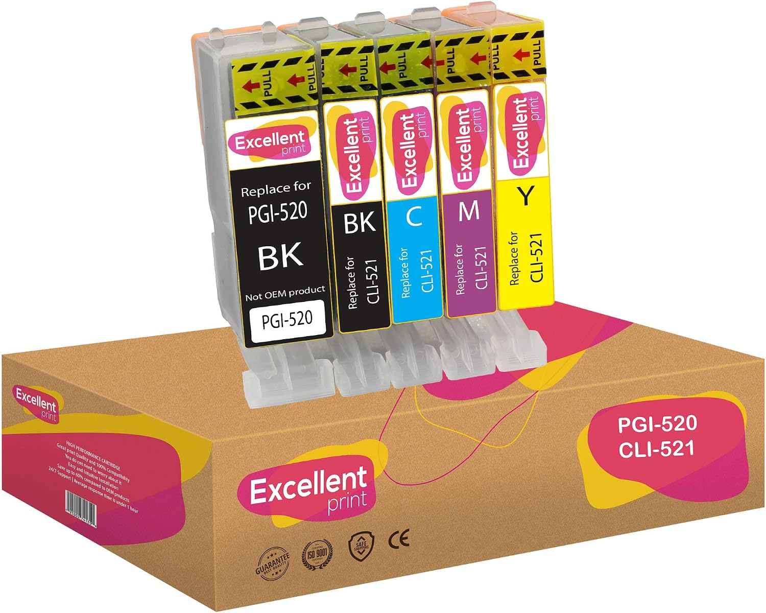 Excellent Print PGI-520 CLI-521 520 521 Compatible Ink Cartridges for Canon Pixma MP560 MP620 iP3600 iP4700