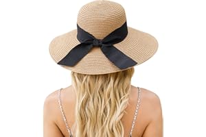 TRIFABRICY Beach Hat for Women, Wide Brim Sun Straw Hats for Women, Sun Hat Womens UPF 50+ UV Protection, Floppy Foldable Summer Hats