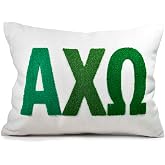Sorority Shop Alpha Chi Omega Pillow &ndash; Embroidered Plush Greek Letters Design, 12" x 16" Lumbar Pillow, Alpha Chi Omega Decorative Sorority Gift
