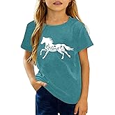 Zylkor Horse Shirts for Girls Love Horses Shirt Youth Horseback Riding Casual Animal Graphic Tees 8-15 Year Old