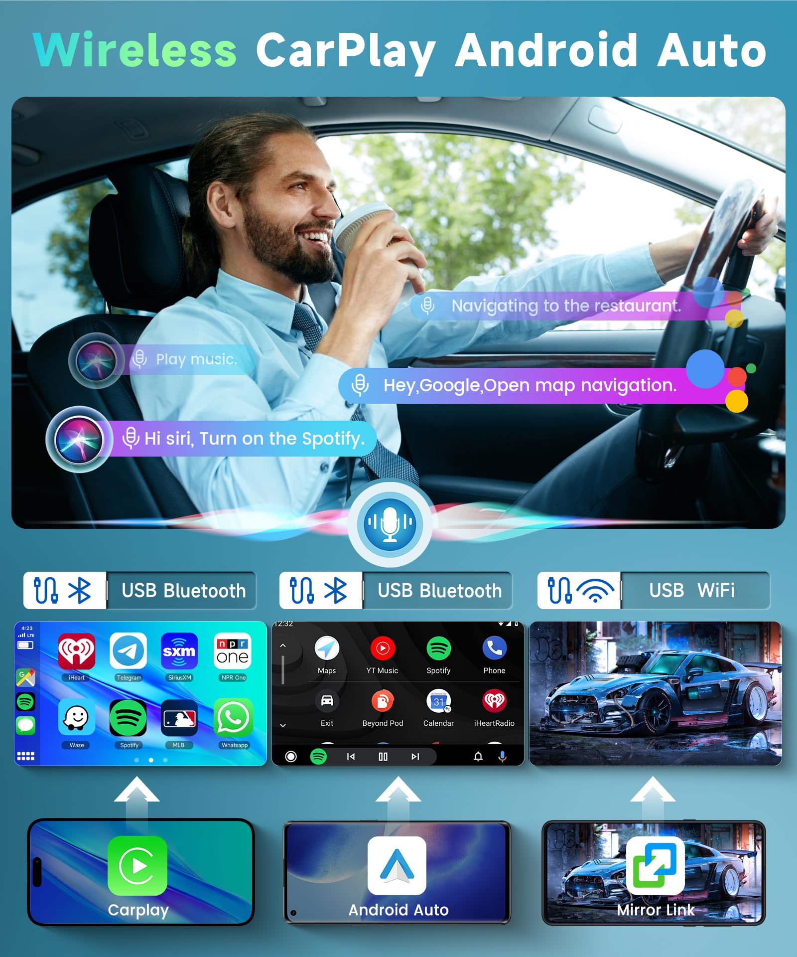 Podofo Android 13 Autoradio Carplay 2 DIN, Autoradio Touchscreen