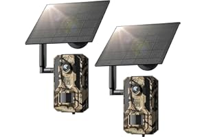 Loatos Trail Camera 2Packs, 4G LTE Cellular Trail Cameras Built-in SIM Cards with 2K HD Live Feed Game Camera 0.2S Speed Motion Activated Solar Powered IP66 Waterproof Trail Cam with Night Vision