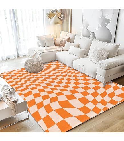 Amazon.com: HUXJOKO Area Rug Retro Orange and Pink Funky Swirl