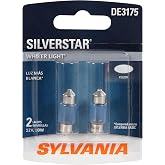 SYLVANIA DE3175 SilverStar Automotive Mini Bulb, 2 Bulbs | Whiter, Brighter SilverStar Light Output for a Sharp, Clean, Upgraded Styled Appearance and Improved Visibility