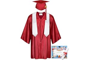 SOMSOC 5 Pieces 2024 Preschool Kindergarten Graduation Gown Cap Sash Set with 2024 Tassel, Certificate for Toddler Children