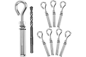 SRZTXU 8 Pack 1/4" X 3-1/2" Expansion Eye Bolt,Concrete Eyebolt Anchors,Heavy Duty 304 Stainless Steel Eyebolt Anchors for Concrete Wall (8, 1/4" X 3-1/2")