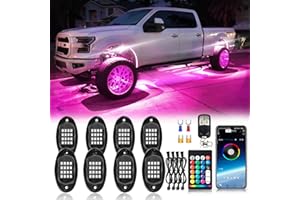ZONECONA 8Pods Segmented RGB LED Rock Lights Kit with APP/RF Remote Control, Upgraded Multicolor Underglow Neon Brake Light Music Mode Waterproof 12V Fender Lights for Trucks Pickup Jeep Golf Cart ATV UTV