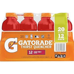 Gatorade Thirst Quencher, Fruit Punch, 20 Ounce Bottles (Pack of 12)