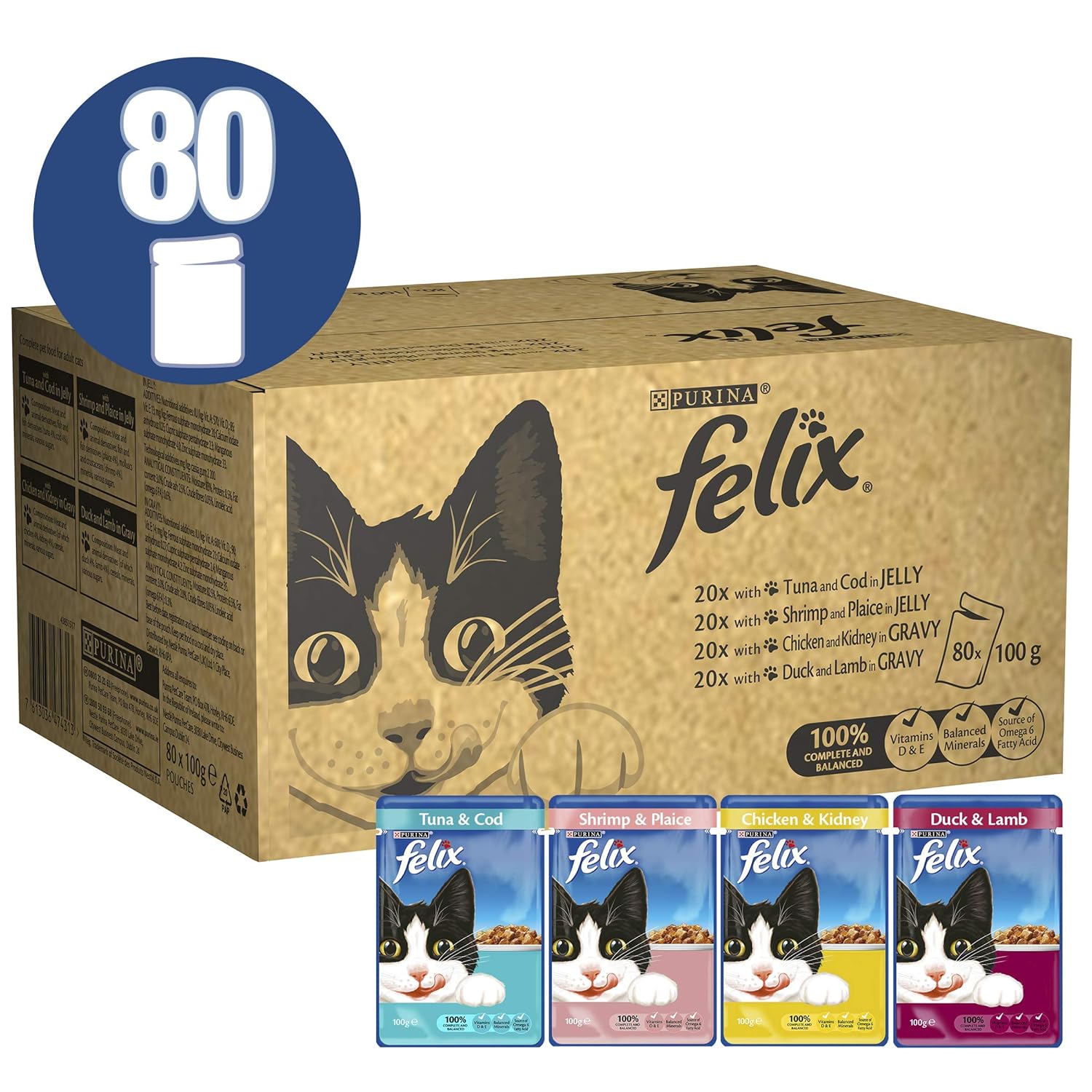 Felix Cat Pouches Mixed In Jelly 100g (80 Pouches) Amazon.co.uk Pet