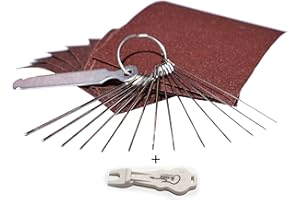 Guitar Bridge Saddle Nut Files Set - 13 Different Size Needle Files with Circular Cross Section and 9 Pcs Sand Paper For Bass, Ukulele, Acoustic & Electric Guitar nut slot polish - iLuiz