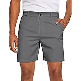PULI Men's Golf Dress Shorts Flat Front Hybrid 7 Inch Lightweight Quick Dry Chino Casual with Pockets