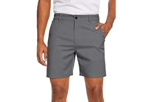 PULI Men's Golf Dress Shorts Flat Front Hybrid 7 Inch Lightweight Quick Dry Chino Casual with Pockets