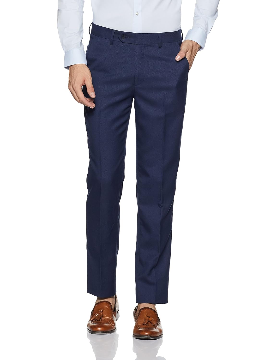 peter england men's slim fit formal trousers